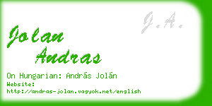 jolan andras business card